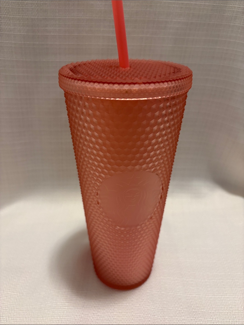 Starbucks Textured Coral Tumbler with Matching Straw